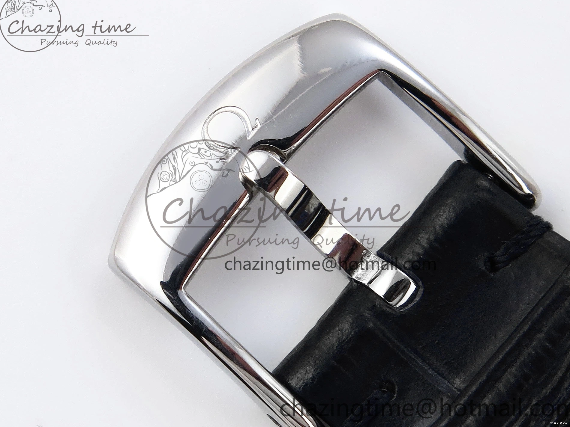 1218 TopPick De Ville Date SS MKF 1:1 Best Edition Black Dial Roman Marker on Black Leather Strap A 7743